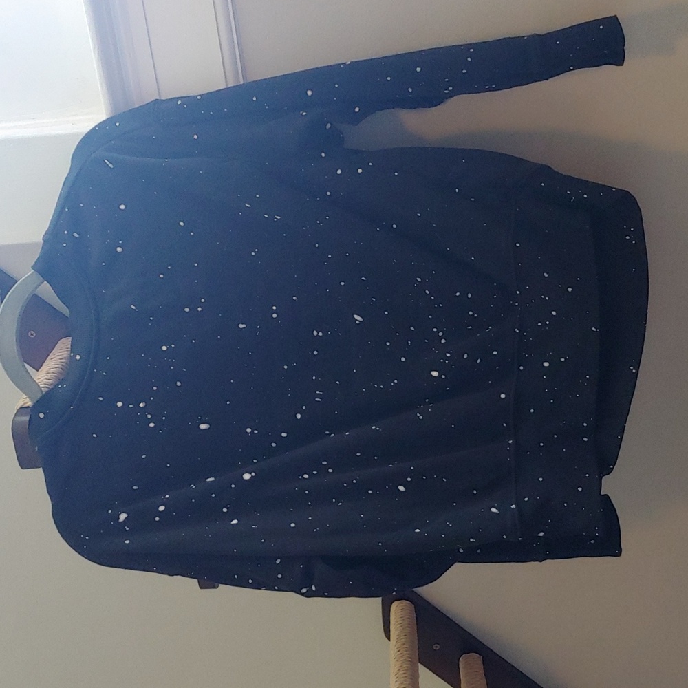 Black sweater with white splatter